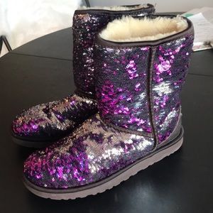 silver and purple sequin UGG BOOTS
